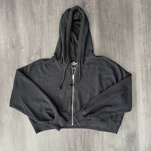Hollister Cropped Zip Up Hoodie